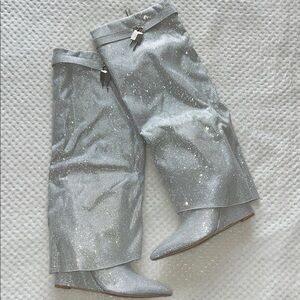 Silver Sparkle Knee-High Boots